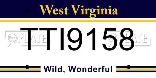 TTI9158 West Virginia License Plate