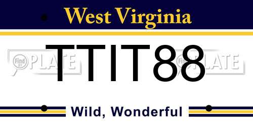 TTIT88 West Virginia License Plate
