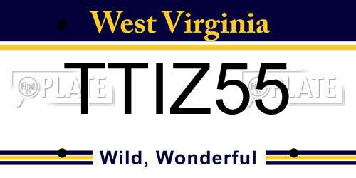 TTIZ55 West Virginia License Plate