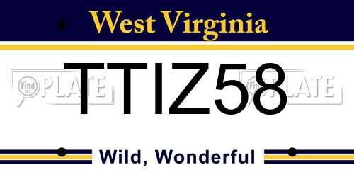 TTIZ58 West Virginia License Plate