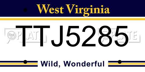 TTJ5285 West Virginia License Plate