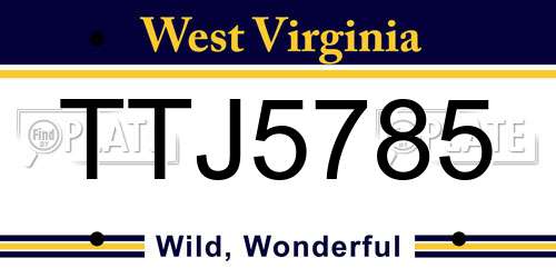 TTJ5785 West Virginia License Plate