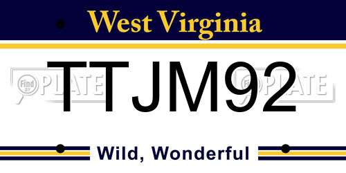 TTJM92 West Virginia License Plate