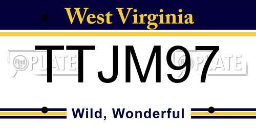TTJM97 West Virginia License Plate