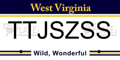 TTJSZSS West Virginia License Plate