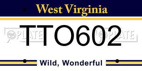 TTO602 West Virginia License Plate
