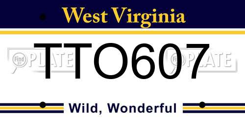 TTO607 West Virginia License Plate