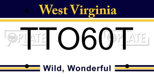 TTO60T West Virginia License Plate