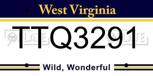 TTQ3291 West Virginia License Plate