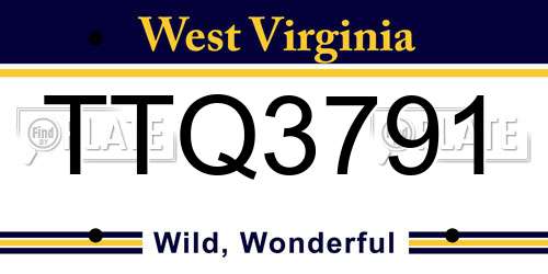 TTQ3791 West Virginia License Plate