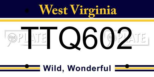 TTQ602 West Virginia License Plate