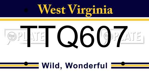 TTQ607 West Virginia License Plate