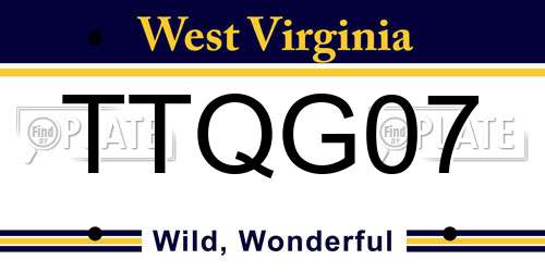 TTQG07 West Virginia License Plate