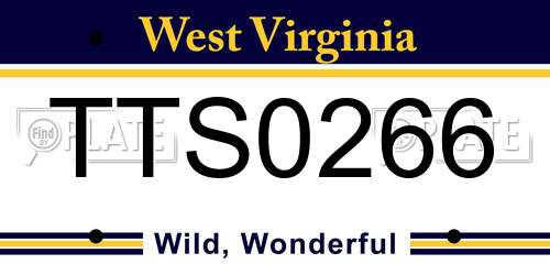 TTS0266 West Virginia License Plate