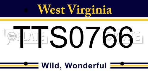 TTS0766 West Virginia License Plate