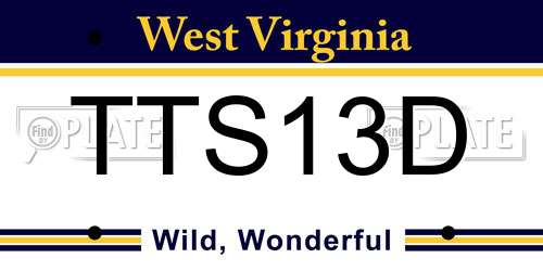 TTS13D West Virginia License Plate