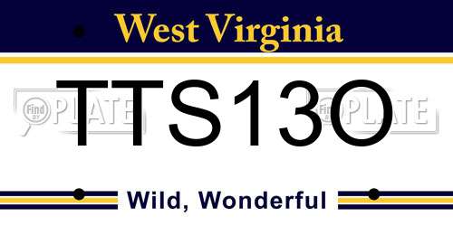 TTS13O West Virginia License Plate