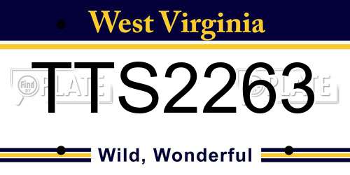 TTS2263 West Virginia License Plate