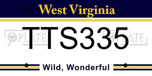 TTS335 West Virginia License Plate