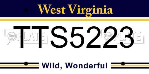 TTS5223 West Virginia License Plate