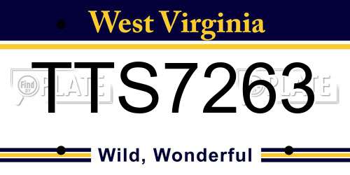 TTS7263 West Virginia License Plate