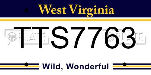 TTS7763 West Virginia License Plate