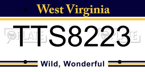 TTS8223 West Virginia License Plate