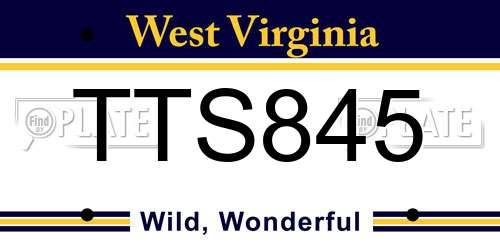 TTS845 West Virginia License Plate