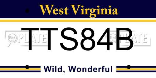 TTS84B West Virginia License Plate