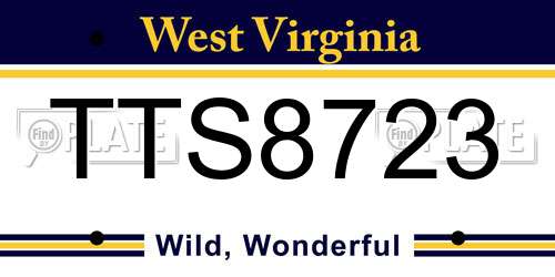 TTS8723 West Virginia License Plate