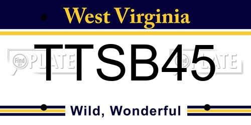 TTSB45 West Virginia License Plate