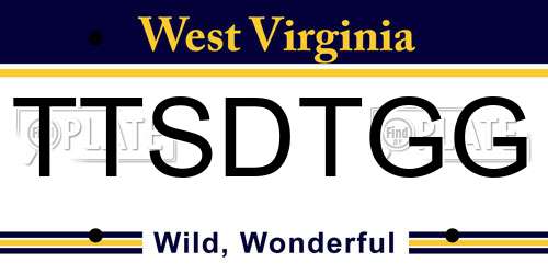 TTSDTGG West Virginia License Plate