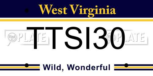 TTSI30 West Virginia License Plate