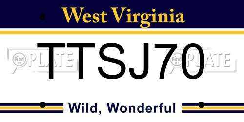 TTSJ70 West Virginia License Plate