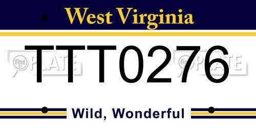 TTT0276 West Virginia License Plate