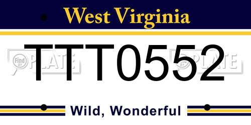 TTT0552 West Virginia License Plate