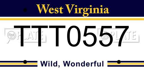TTT0557 West Virginia License Plate