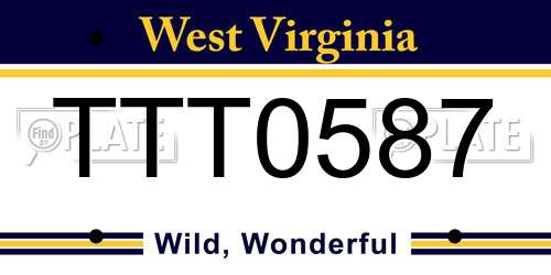 TTT0587 West Virginia License Plate