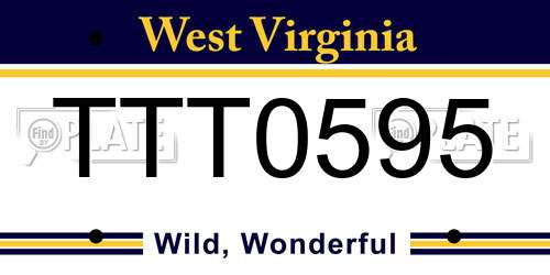 TTT0595 West Virginia License Plate