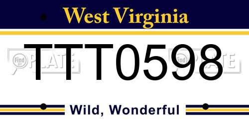 TTT0598 West Virginia License Plate