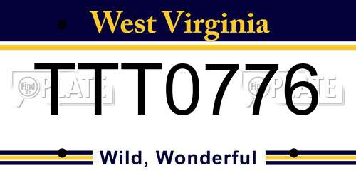 TTT0776 West Virginia License Plate