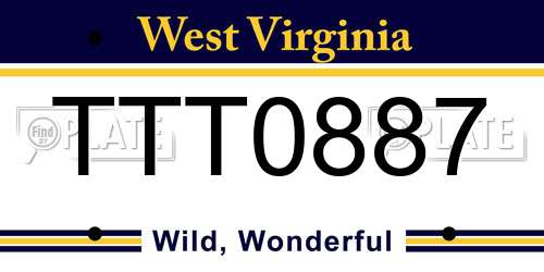TTT0887 West Virginia License Plate