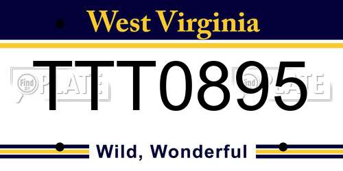 TTT0895 West Virginia License Plate