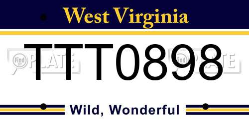 TTT0898 West Virginia License Plate