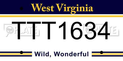 TTT1634 West Virginia License Plate