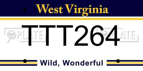 TTT264 West Virginia License Plate