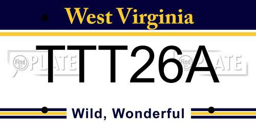TTT26A West Virginia License Plate