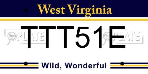 TTT51E West Virginia License Plate