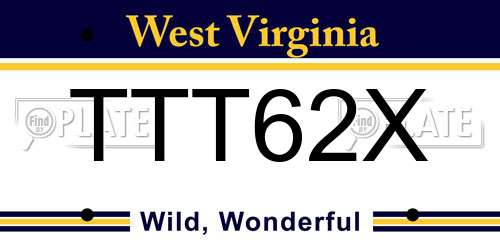 TTT62X West Virginia License Plate