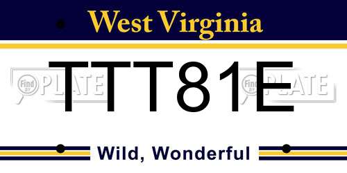 TTT81E West Virginia License Plate